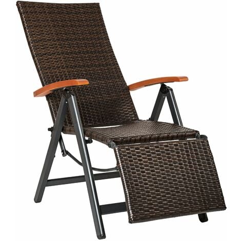 Reclining garden chair with footrest - recliner chair, garden recliner