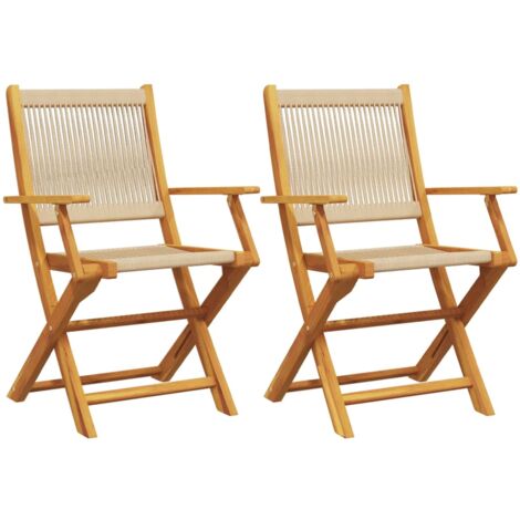 Garden Chairs 2 pcs Beige Solid Wood Acacia and Polypropylene vidaXL