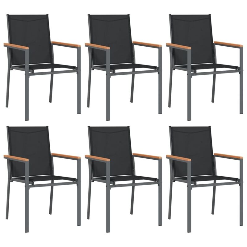 Vidaxl - Garden Chairs 6 Pcs Black 55x61.5x90 Cm Textilene And Steel