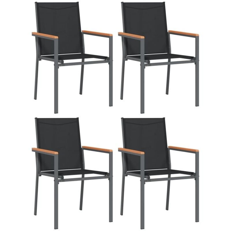 Vidaxl - Garden Chairs 4 Pcs Black 55x61.5x90 Cm Textilene And Steel