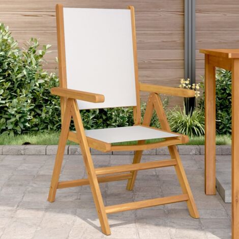 Garden Chairs 2 pcs Cream White Solid Wood Acacia and Fabric vidaXL