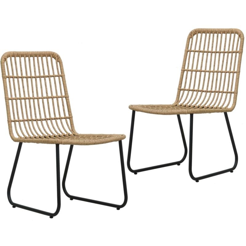 Garden Chairs 2 pcs Poly Rattan Oak Vidaxl