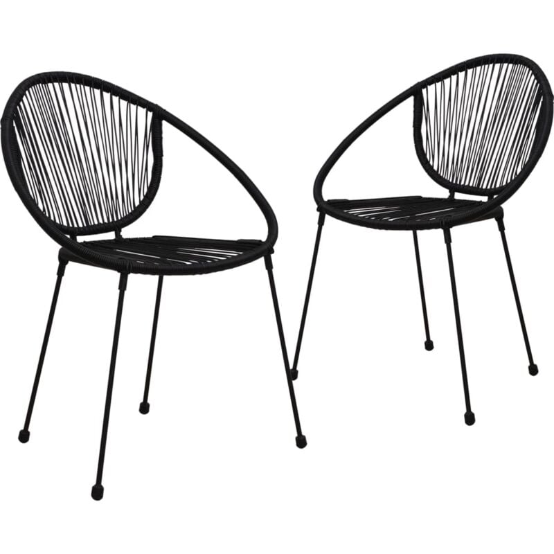 Garden Chairs 2 pcs PVC Rattan Black vidaXL