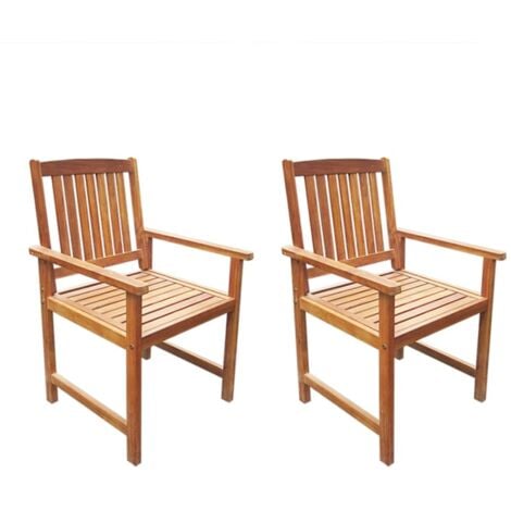 Garden Chairs 2 pcs Solid Acacia Wood Brown