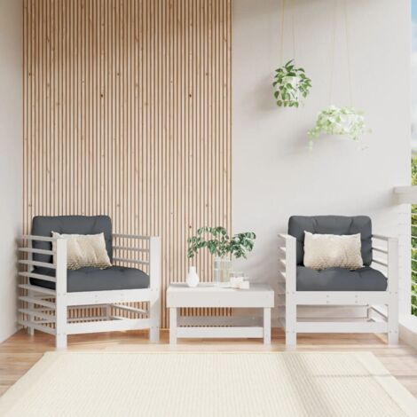 Garden Chairs 2 pcs White Solid Wood Pine vidaXL