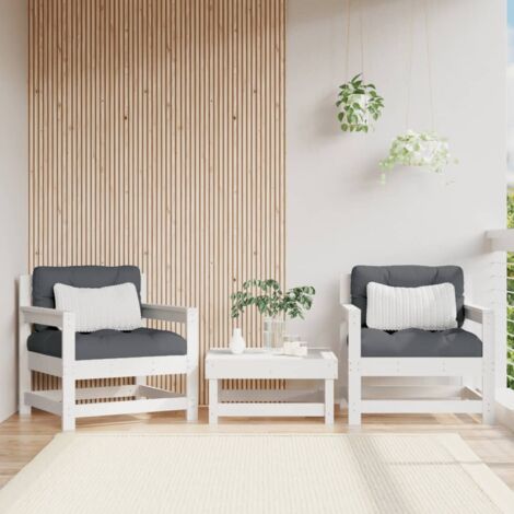 Garden Chairs 2 pcs White Solid Wood Pine vidaXL