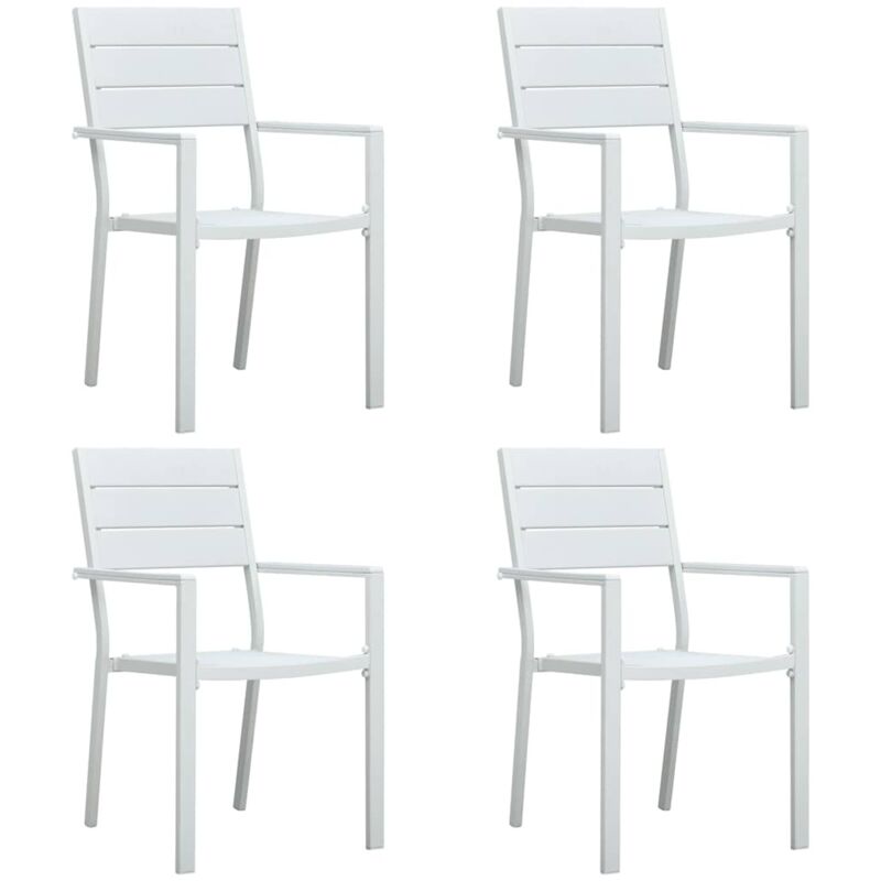 Garden Chairs 4 Pcs White Hdpe Wood Look Vidaxl