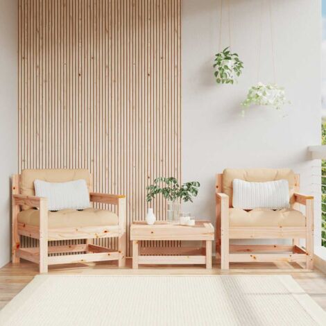 Garden Chairs with Cushions 2 pcs Solid Wood Pine vidaXL