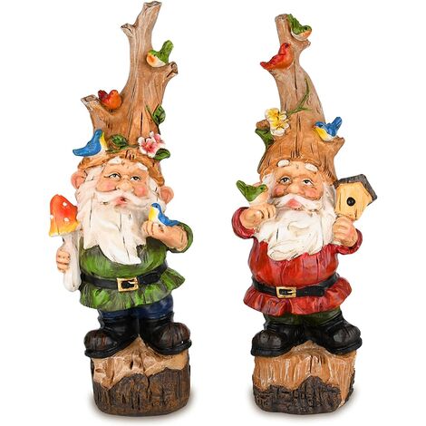 Garden Decor Outdoor Statue Gnomes - Outdoor Decoration Fairy Garden Statues Gnome Home Decor Miniature Large Funny Resin Figurines Accessories for Outside Yard Lawn Decorations