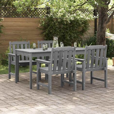 Garden Dining Chair 4 pcs Light Grey 65.5 x 55.5 x 88cm Plastic vidaXL
