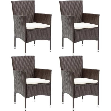 JINLEFU Garden Dining Chairs 4 pcs Poly Rattan Brown vidaXL
