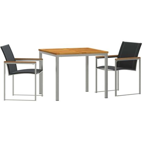 Garden Dining Set 3 pcs Solid Acacia Wood and Stainless Steel vidaXL