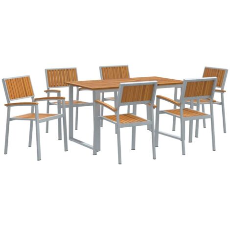 Garden Dining Set 7 pcs Grey and brown vidaXL