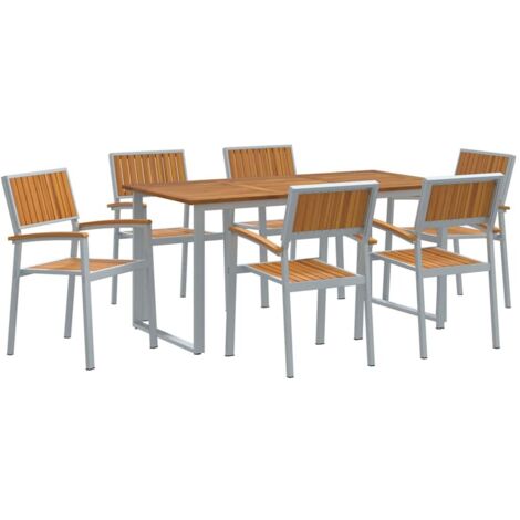 Garden Dining Set 7 pcs Grey and brown vidaXL