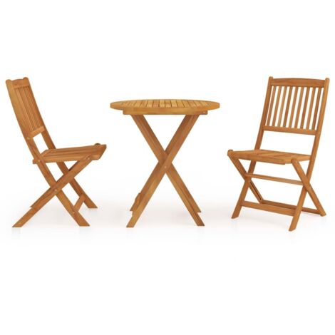 Garden Dining Set  Brown  Solid acacia wood  Compact   Foldable vidaXL