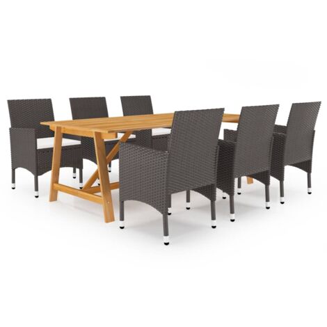 Garden Dining Set  Brown  Solid acacia wood  Large  Ergonomic vidaXL