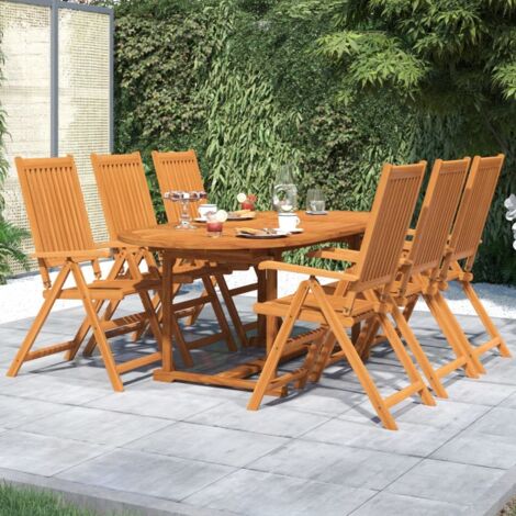 Garden Dining Set  Brown  Solid Acacia Wood  Medium  Extendable vidaXL