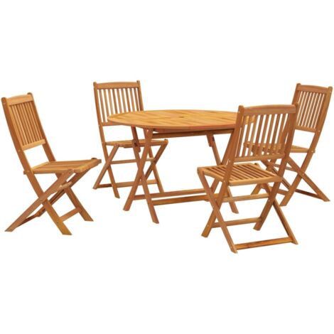 Garden Dining Set  Brown  Solid Acacia Wood  Medium  Foldable vidaXL