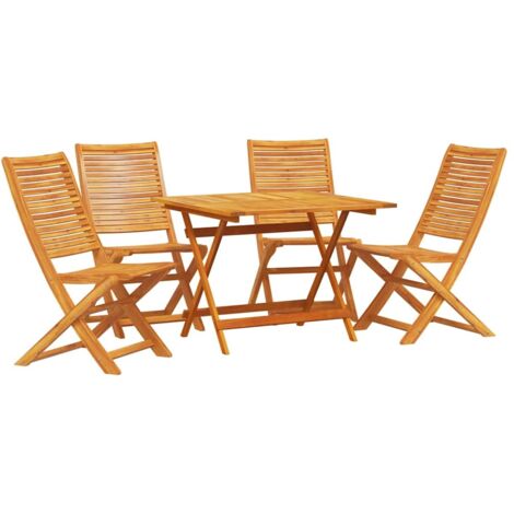 Garden Dining Set Folding 5 pcs Brown Solid acacia wood vidaXL