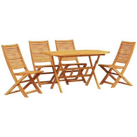 Garden Dining Set Folding 5 pcs Brown Solid acacia wood vidaXL