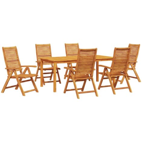 Garden Dining Set Folding 7 pcs Brown Solid Acacia Wood vidaXL