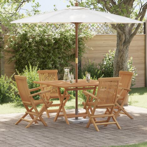Garden Dining Set Folding Brown Soild Teak Wood vidaXL