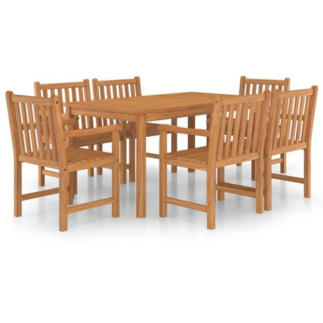 Garden Dining Set  Natural Teak  Solid Teak Wood  7-Piece Set vidaXL