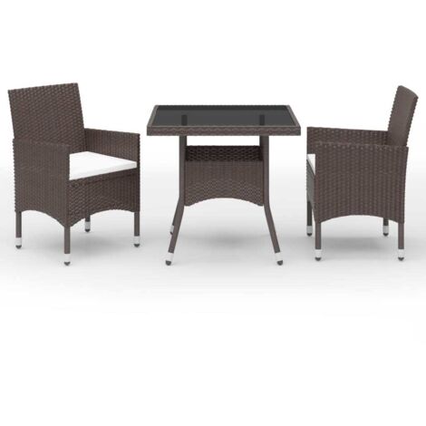 Garden Dining Set Poly rattan: Brown, Cushion: Cream white vidaXL