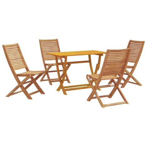 Garden Dining Set with Cushion 5 pcs Brown Solid acacia wood vidaXL