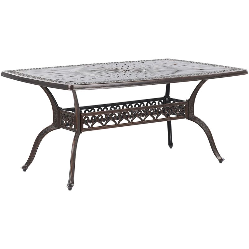 Vintage Outdoor Dining Table Brown Aluminium 102 x 165 cm Lizzano