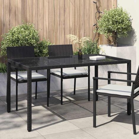 Garden Dining Table Black 150 x 90 x 75 cm Poly rattan vidaXL