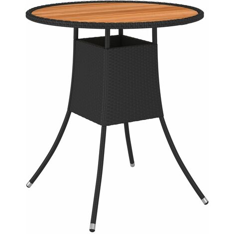 main image of "Garden Dining Table Black 脴 70 cm Poly Rattan and Solid Acacia Wood23282-Serial number"