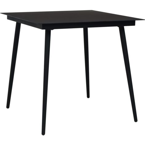 Garden Dining Table Black 80x80x74 cm Steel and Glass vidaXL