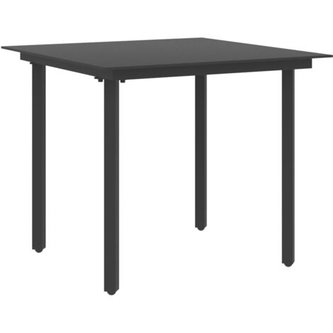 Garden Dining Table Black 80x80x74 cm Steel and Glass vidaXL