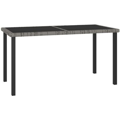 Garden Dining Table Grey 140x70x73 cm Poly Rattan vidaXL