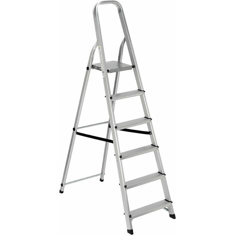 Garden – Échelle en aluminium 6 marches – Marches antidérapantes – Capacité de charge 150 kg – Dimensions 105 x 47 x 172 cm