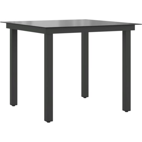 Garden Esstisch，Gartentisch Glas Aluminium 80 x 80 x 74 cm Schwarz vidaXL