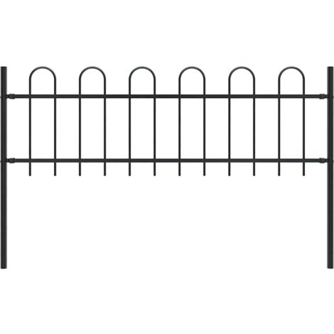 Garden Fence with Hoop Top Steel 1.8 m Black vidaXL
