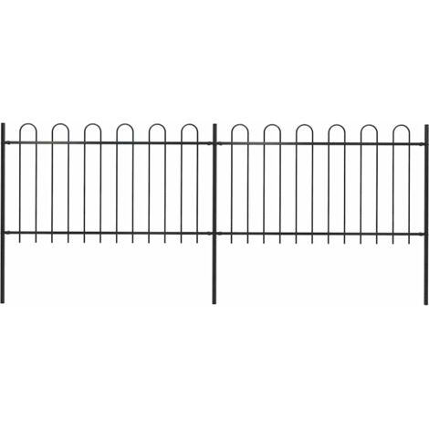 Garden Fence with Hoop Top Steel 3.4x1 m Black vidaXL