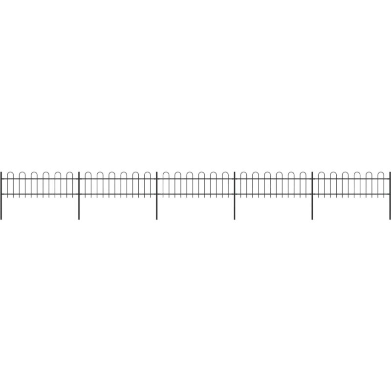 vidaXL Garden Fence with Hoop Top Steel 8.5x0.6 m Black - Black