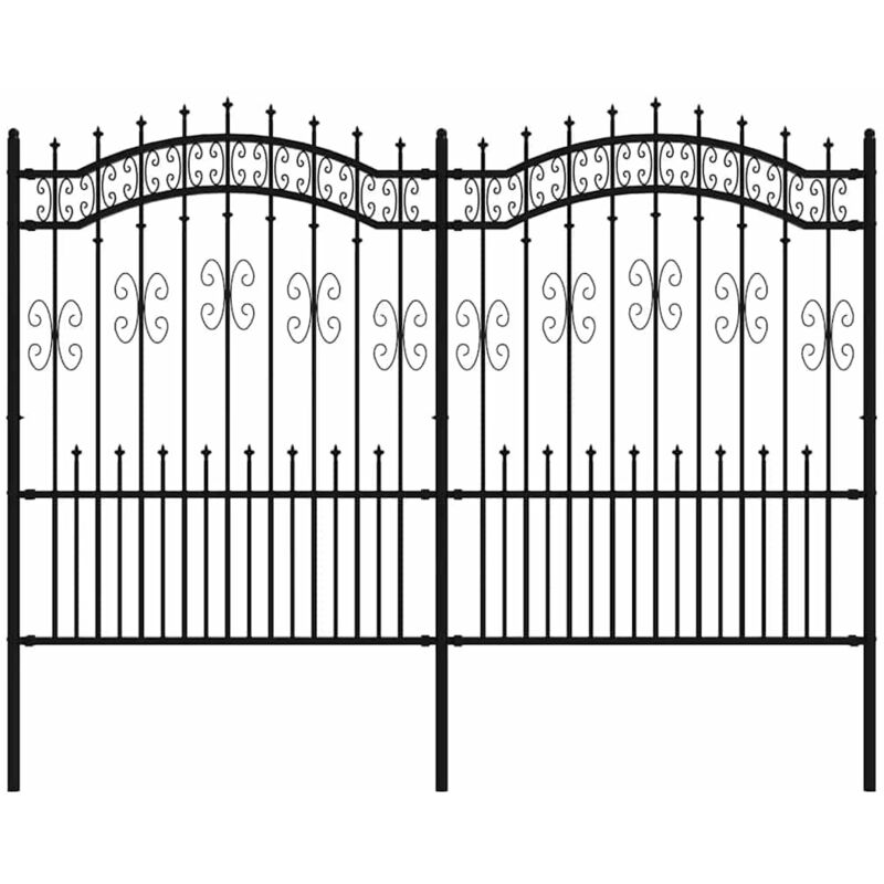 Vidaxl - Garden Fence With Spear Top Black 240x150 Cm Powder-coated Steel
