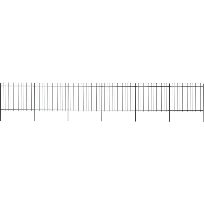 vidaXL Garden Fence with Spear Top Steel 10.2x1.5 m Black - Black