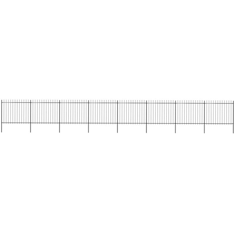 vidaXL Garden Fence with Spear Top Steel 13.6x1.5 m Black - Black