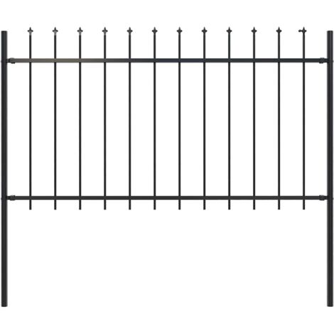 Garden Fence with Spear Top Steel 1.8 m Black vidaXL