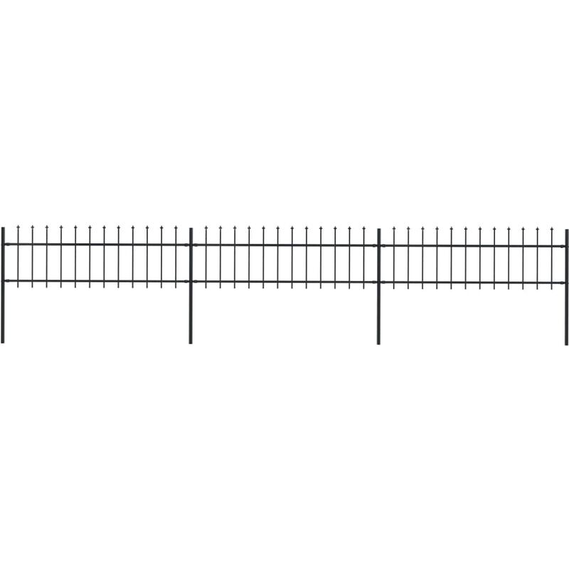 vidaXL Garden Fence with Spear Top Steel 5.1x0.6 m Black - Black