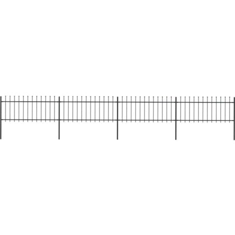 Garden Fence，Boundary Fence with Spear Top Steel 6.8x0.8 m Black VSVS539939
