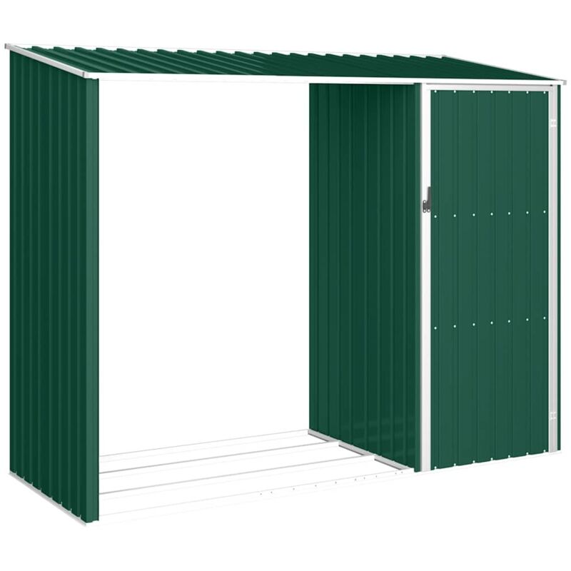 Garden Firewood Shed Green 245x98x159 cm Galvanised Steel Vidaxl Green