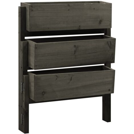 Garden Folding Planter Grey 60x14x75 cm Solid Firwood vidaXL