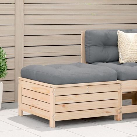 Garden Footstool with Cushion Solid Wood Pine vidaXL