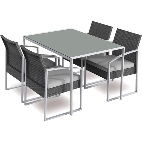 Garden Friend Dining Set Bilbao Farbe Black Washed (1 Tisch 4 Sessel)
